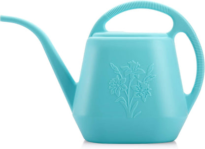 1-Gallon Plastic Watering Can with Comfortable Handle, Garden Watering Cans Long Spout for Indoor Outdoor Watering Plants, Bright Blue