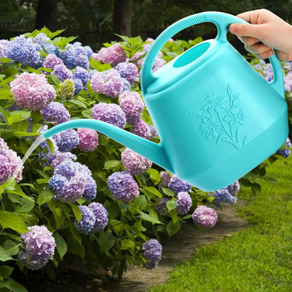 1-Gallon Plastic Watering Can with Comfortable Handle, Garden Watering Cans Long Spout for Indoor Outdoor Watering Plants, Bright Blue