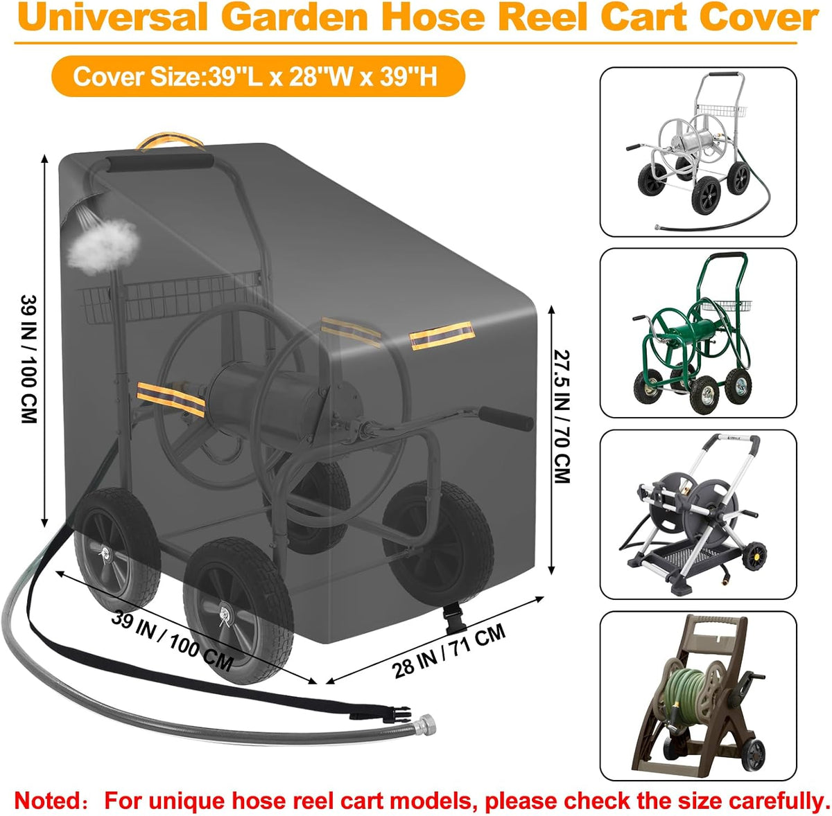 Hose Reel Cart Covers for Outside,420D Hosepipes for Garden, Courtyard
