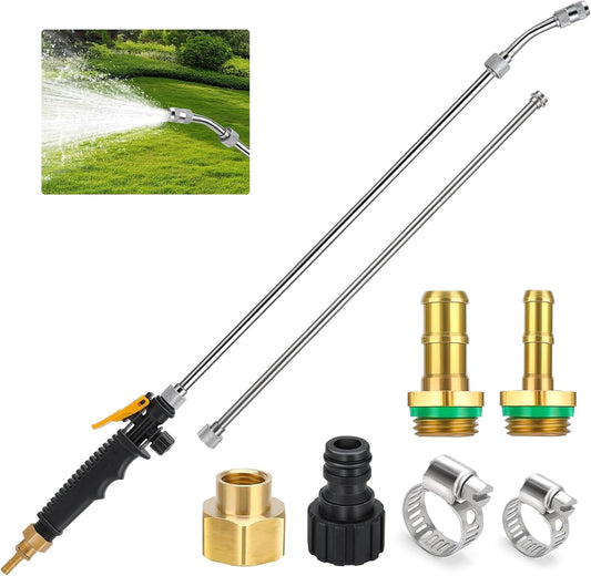 44inch Sprayer Wand, 3/8" & 1/4" Brass Barb Universal Sprayer Wand Replacement, Stainless Steel Sprayer Parts with Shut off Valve & 2 Hose Clamps, Spray Wands for Garden Hose, 1/2" Connector