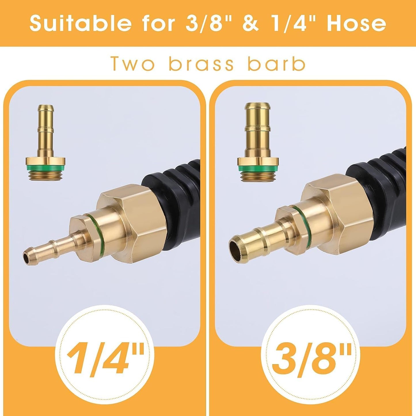 44inch Sprayer Wand, 3/8" & 1/4" Brass Barb Universal Sprayer Wand Replacement, Stainless Steel Sprayer Parts with Shut off Valve & 2 Hose Clamps, Spray Wands for Garden Hose, 1/2" Connector
