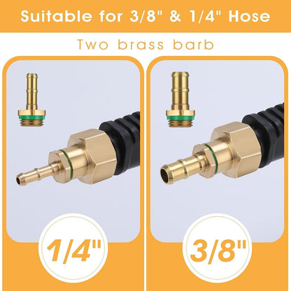 44inch Sprayer Wand, 3/8" & 1/4" Brass Barb Universal Sprayer Wand Replacement, Stainless Steel Sprayer Parts with Shut off Valve & 2 Hose Clamps, Spray Wands for Garden Hose, 1/2" Connector