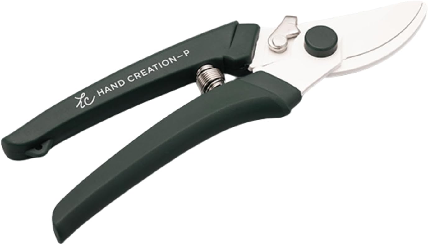 Japanese Hand Pruners - Sakagen Hand Creation, Ultra Sharp Bypass Pruning Shears for Flowers & Gardening, Made in Japan, P-180 (Moss Green)