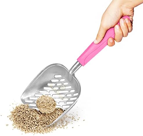 Cat Litter Scoop, Life Transforming Cat Scooper, Reduces Hand Fatigue, Saves Clear Litter, Use with Small Litter Type, Makes Scooping Faster and Easier, Pink, 1 pc