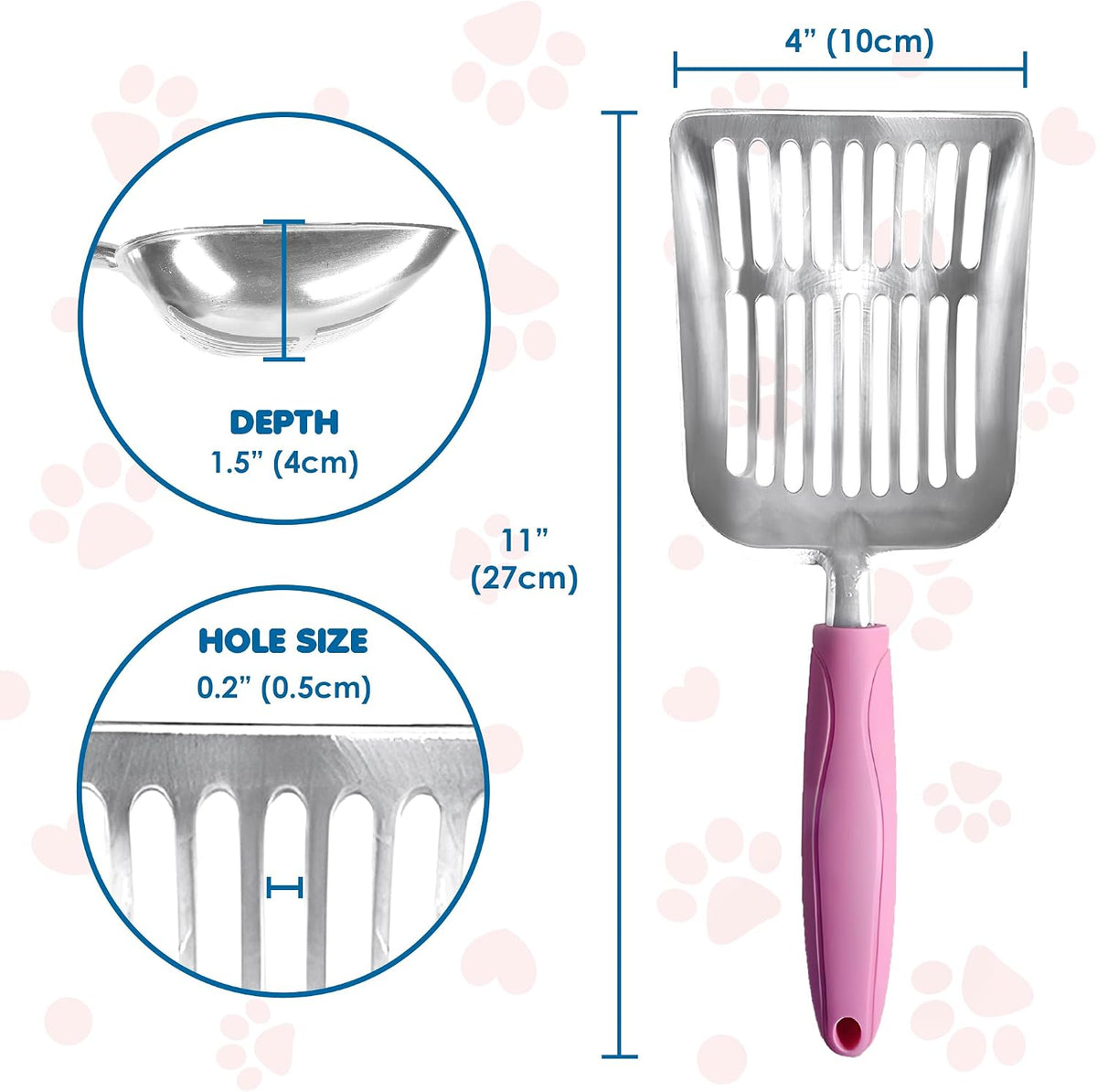Cat Litter Scoop, Life Transforming Cat Scooper, Reduces Hand Fatigue, Saves Clear Litter, Use with Small Litter Type, Makes Scooping Faster and Easier, Pink, 1 pc
