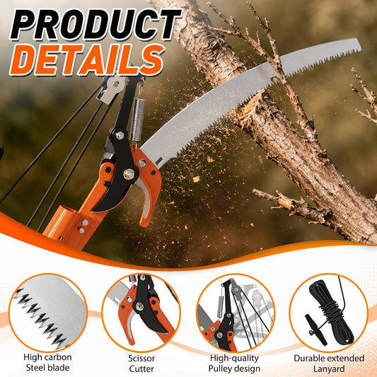 SISUPASSIE 20FT Reach Tree Trimmer, Telescoping Pole Saw with 3-12FT Extension Pole, Manual Tree Pruner Extendable for Yard, Garden, Patios