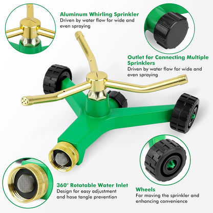 3-Arm Metal Sprinkler with Wheel Base