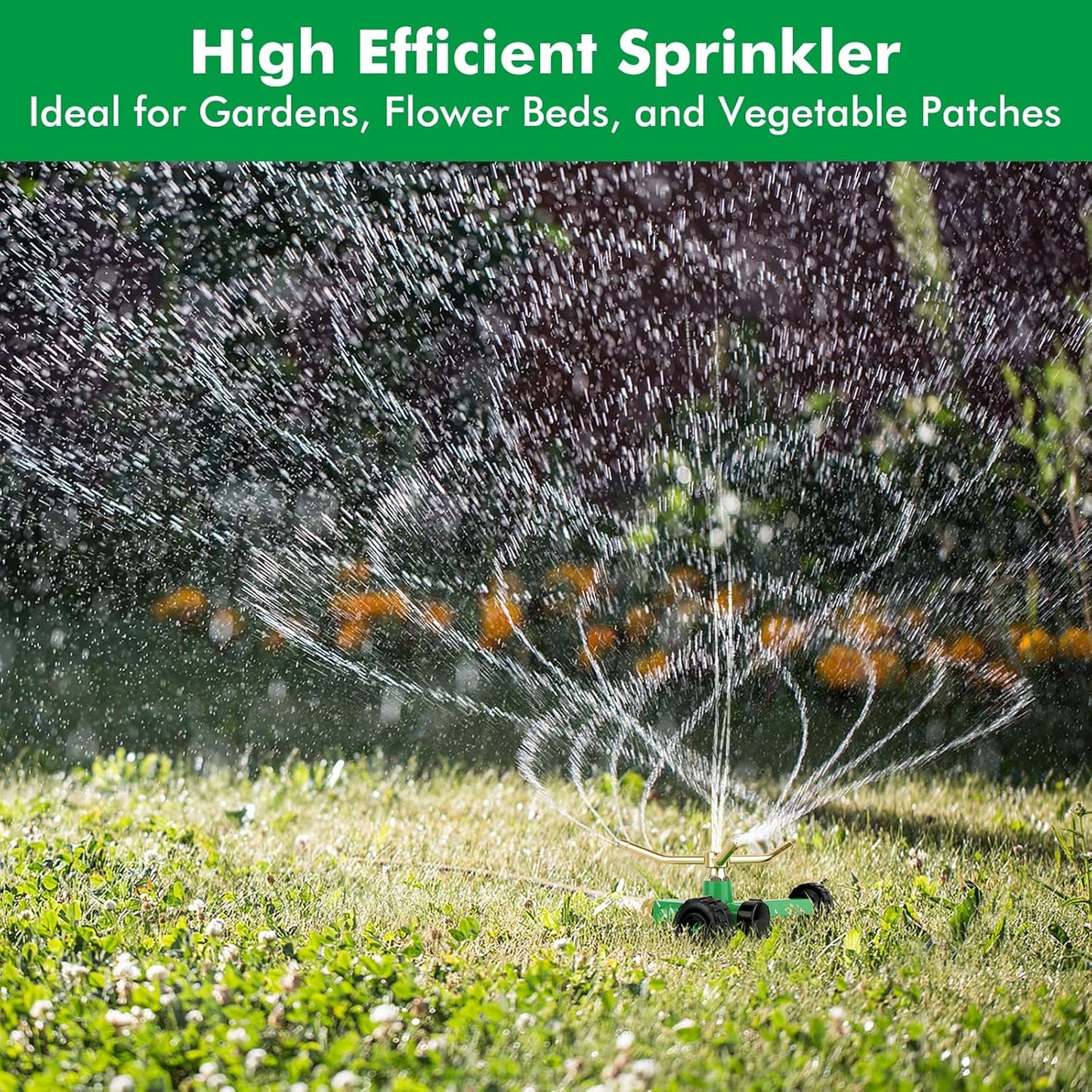 3-Arm Metal Sprinkler with Wheel Base