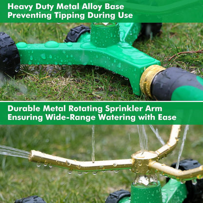 3-Arm Metal Sprinkler with Wheel Base