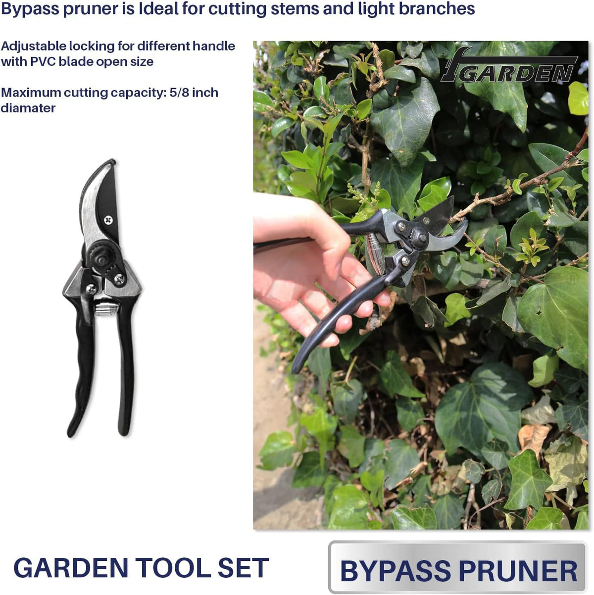 iGarden 3 Piece Combo Garden Tool Set with Lopper, Hedge Shears and Pruner Shears, Tree & Shrub Care Kit