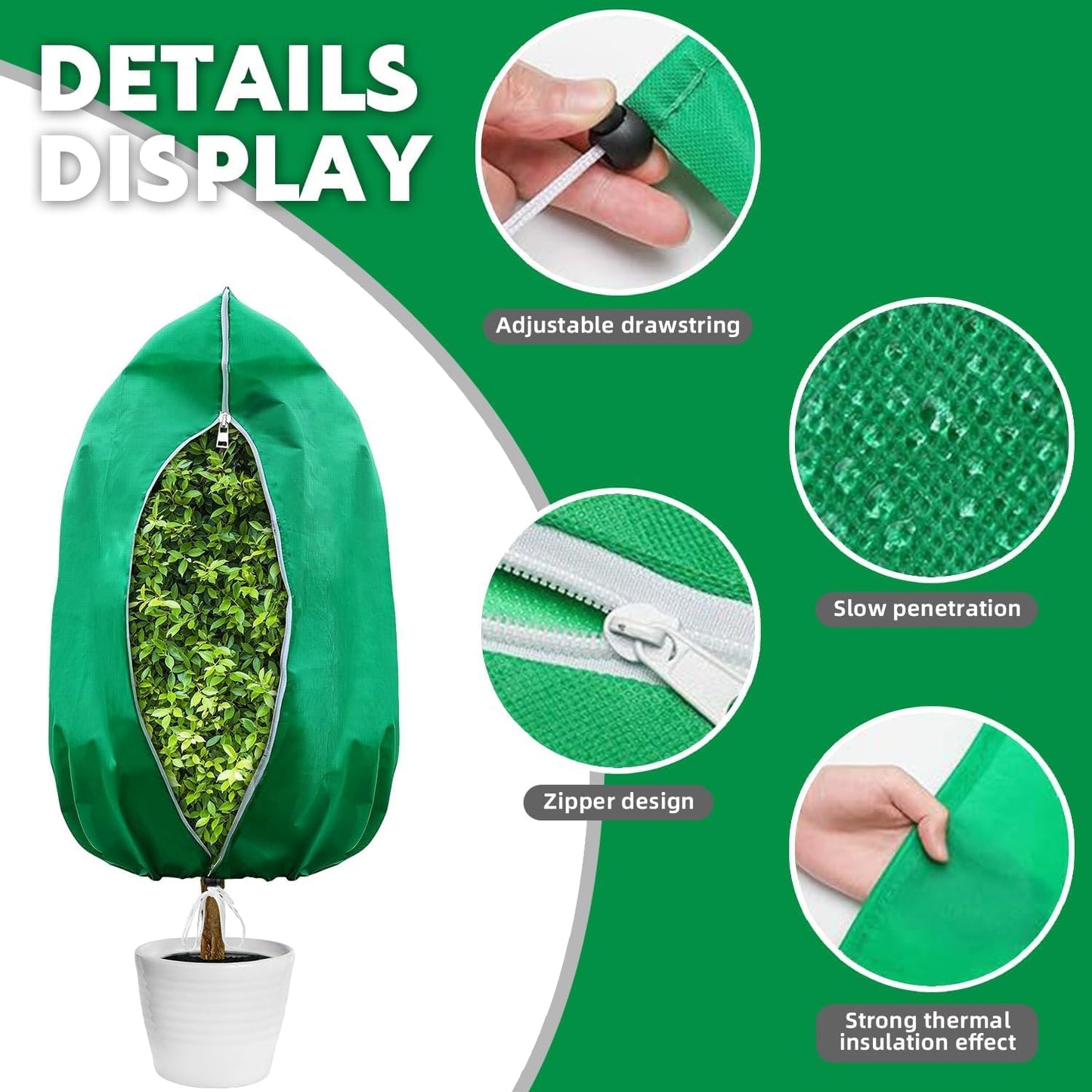 4 Pack Zippered Plant Covers for Freeze Protection, 31.5 x 47.3 in