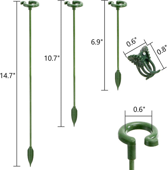 60 Pack Plant Support Stakes with 60 Pcs Plant Clips, Plastic Single Stem Plant Cage Support Ring, Garden Floral Flower Support Hoops for Indoor Outdoor Orchid Amaryllis Tomato Peony Lily Rose