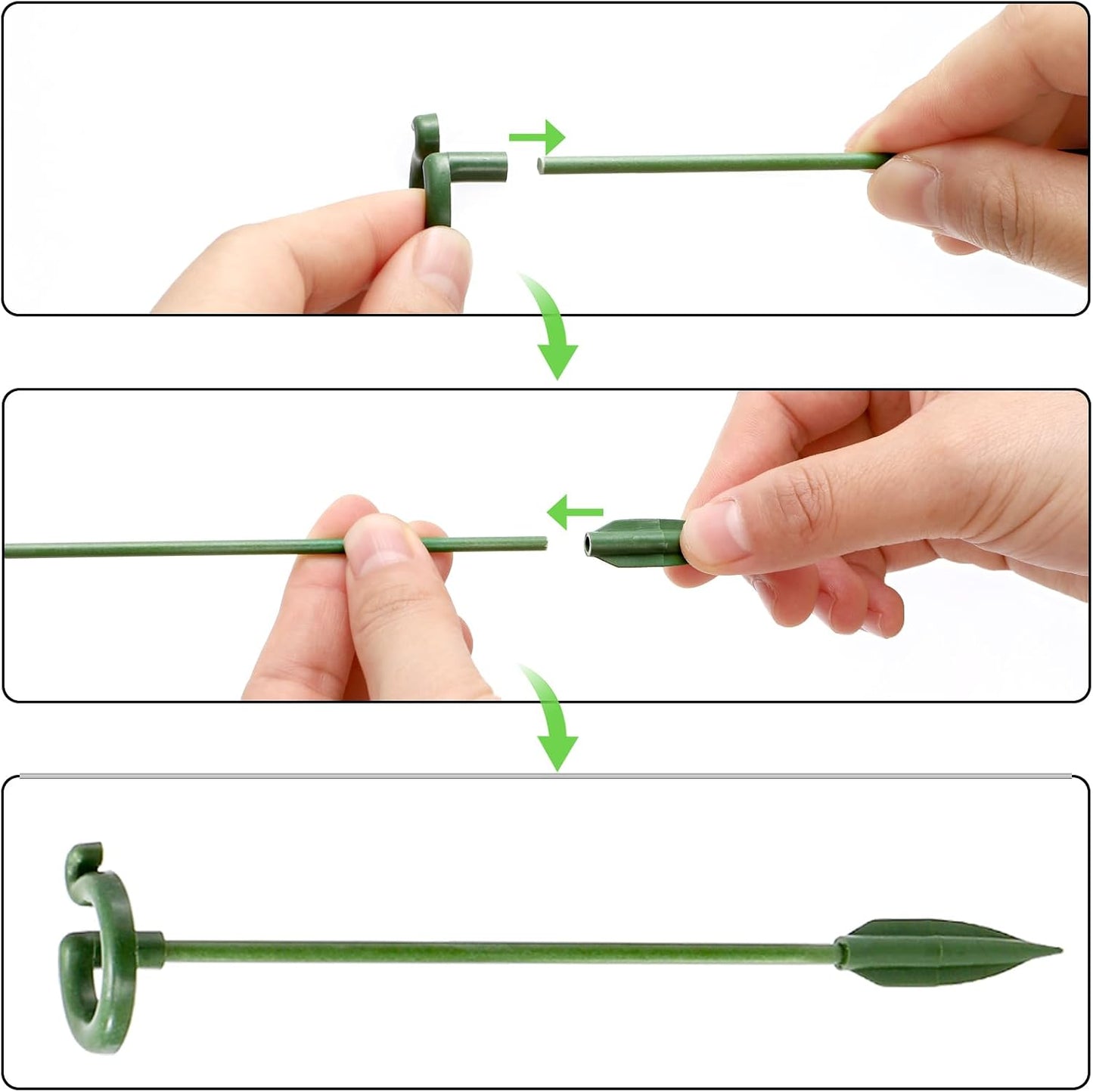 60 Pack Plant Support Stakes with 60 Pcs Plant Clips, Plastic Single Stem Plant Cage Support Ring, Garden Floral Flower Support Hoops for Indoor Outdoor Orchid Amaryllis Tomato Peony Lily Rose