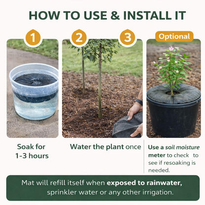 SteadySpring® 24" Smart 30+Day Tree Watering Mat - AUTO Refills with RAIN and Slow Releases As Plant Needs - for Root Balls 11" - 15" Dia Slow Release Technology Prevents Over and Under Watering (1)