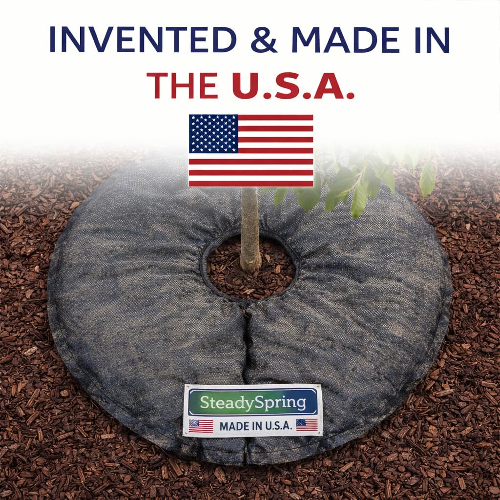SteadySpring® 24" Smart 30+Day Tree Watering Mat - AUTO Refills with RAIN and Slow Releases As Plant Needs - for Root Balls 11" - 15" Dia Slow Release Technology Prevents Over and Under Watering (1)