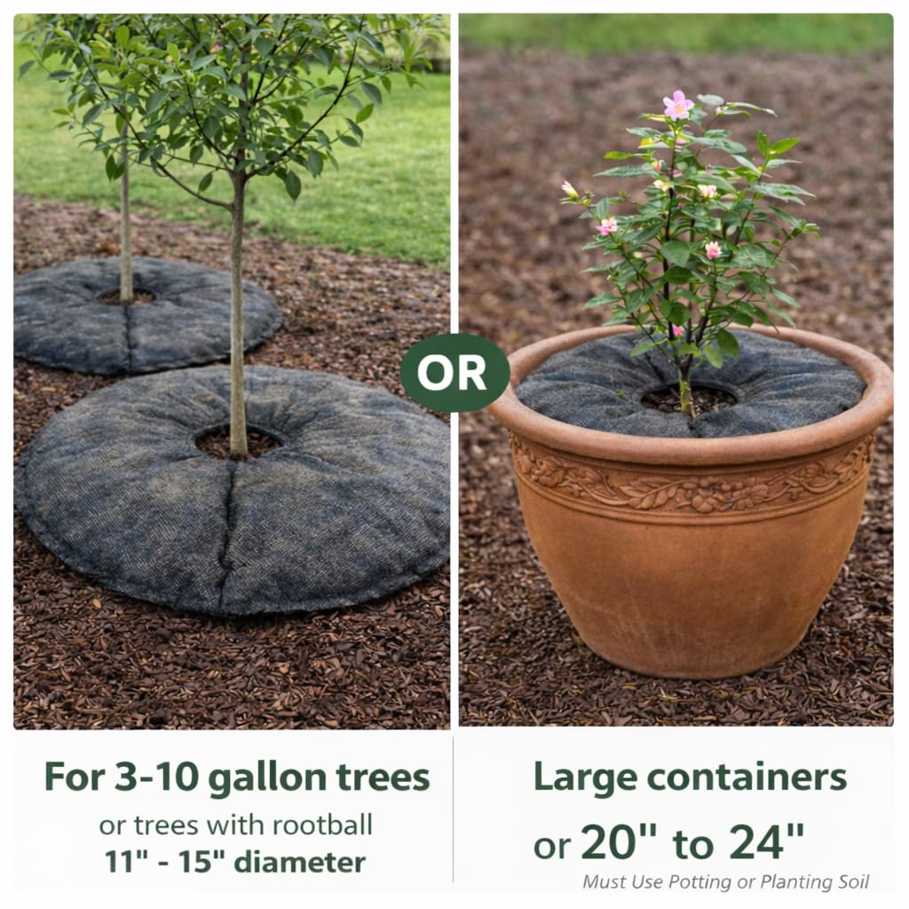 SteadySpring® 24" Smart 30+Day Tree Watering Mat - AUTO Refills with RAIN and Slow Releases As Plant Needs - for Root Balls 11" - 15" Dia Slow Release Technology Prevents Over and Under Watering (1)