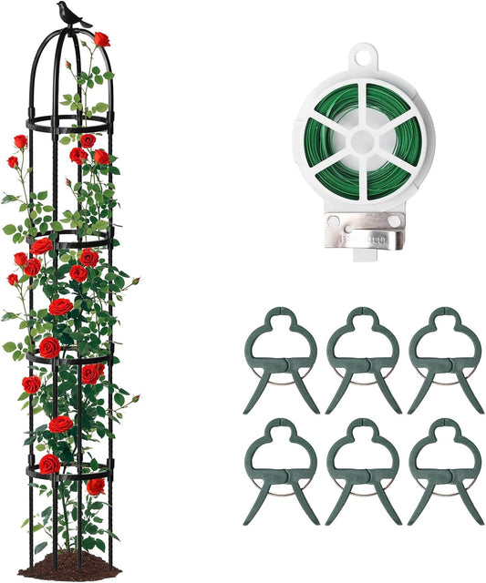 1 Pcs 6.2FT Garden Obelisk Trellis Climbing Plant Support