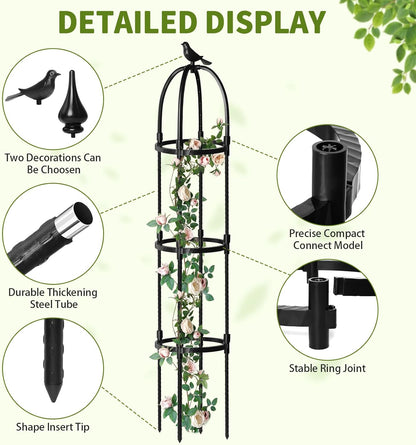 1 Pcs 6.2FT Garden Obelisk Trellis Climbing Plant Support