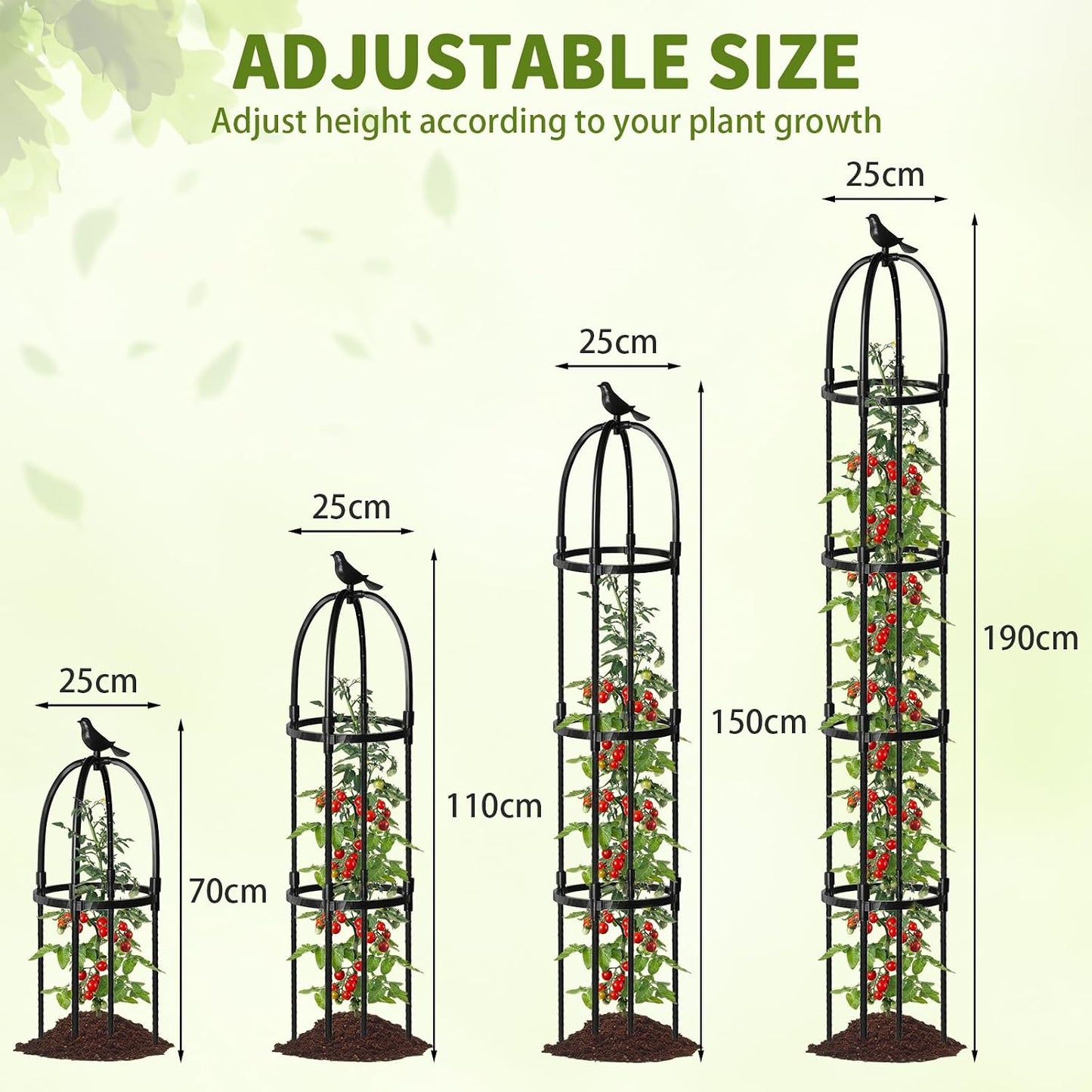 1 Pcs 6.2FT Garden Obelisk Trellis Climbing Plant Support