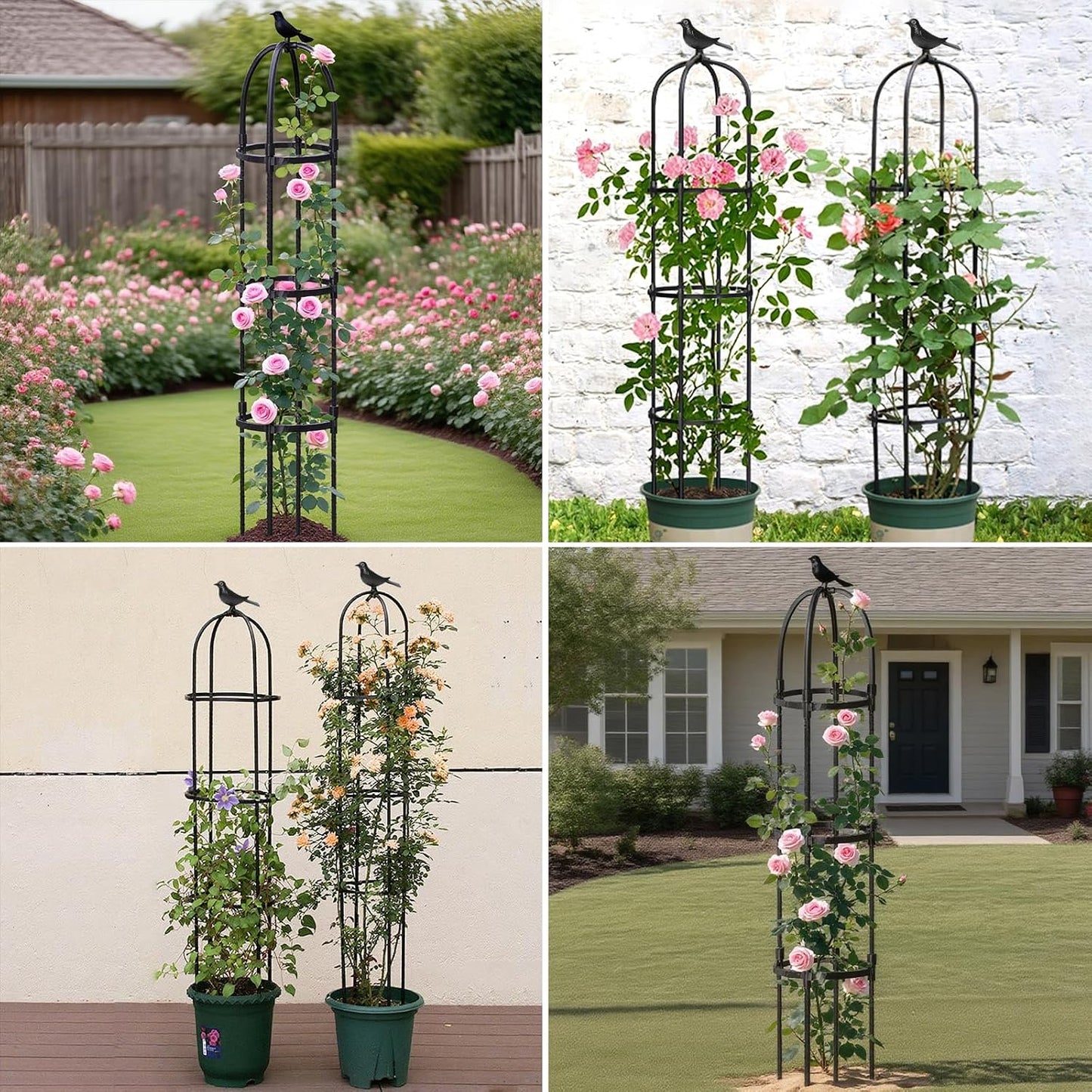 1 Pcs 6.2FT Garden Obelisk Trellis Climbing Plant Support