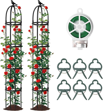 1 Pcs 6.2FT Garden Obelisk Trellis Climbing Plant Support