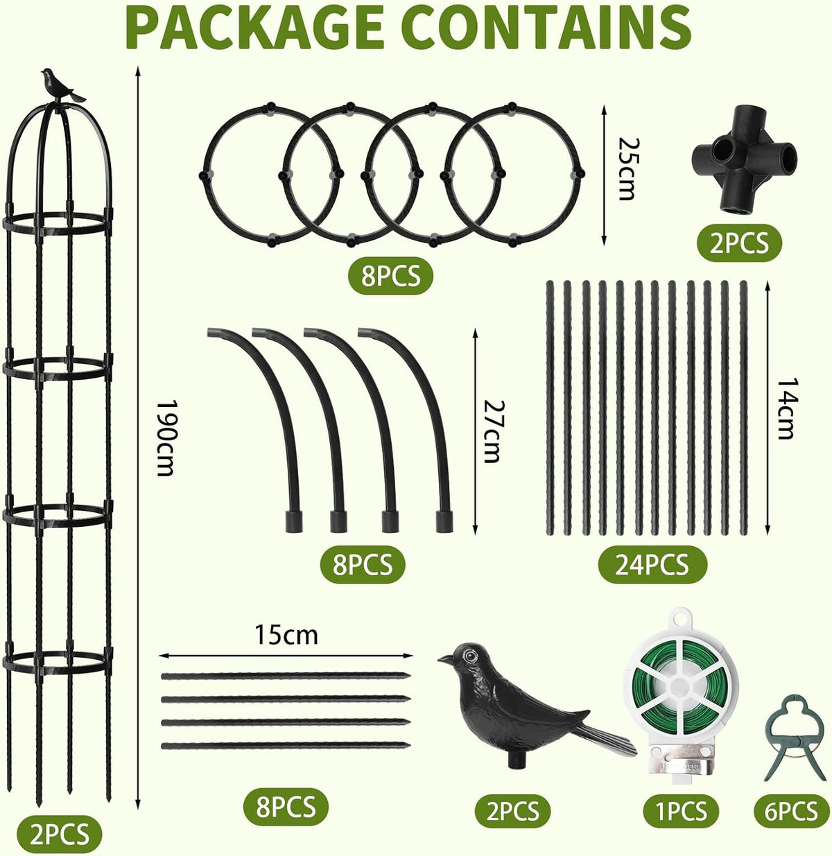 1 Pcs 6.2FT Garden Obelisk Trellis Climbing Plant Support