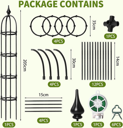 1 Pcs 6.2FT Garden Obelisk Trellis Climbing Plant Support