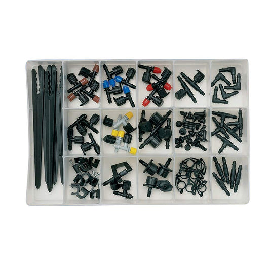 69500 92-Piece Drip Irrigation Assortment Kit, Black
