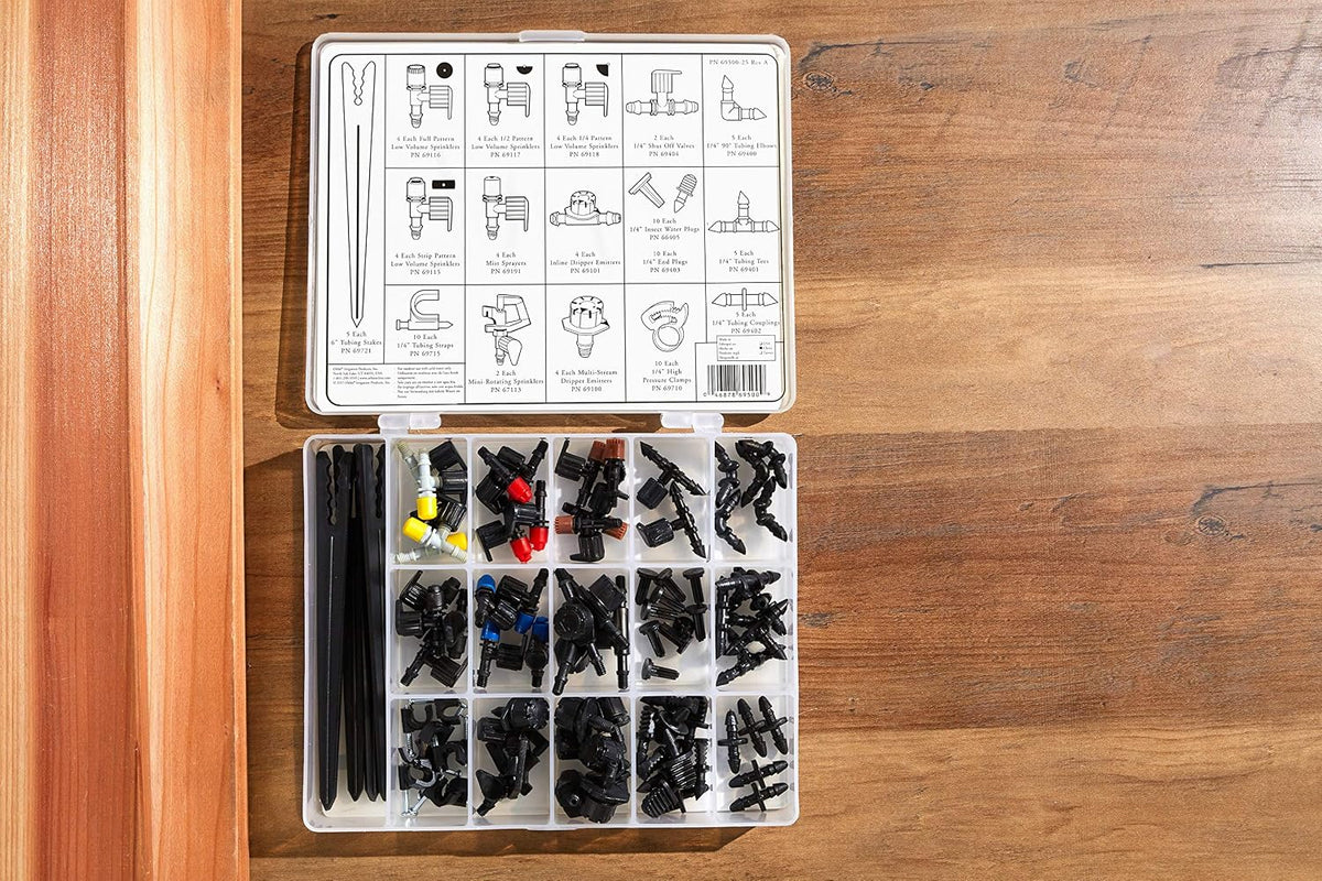 69500 92-Piece Drip Irrigation Assortment Kit, Black