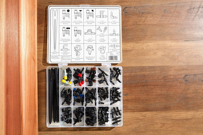 69500 92-Piece Drip Irrigation Assortment Kit, Black