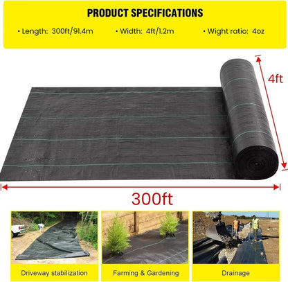 Driveway Fabric 6x300 ft - Commercial Weed Barrier, Heavy Duty 3.5OZ Landscape Fabric for Road, French Drain, Erosion Control, Construction Projects