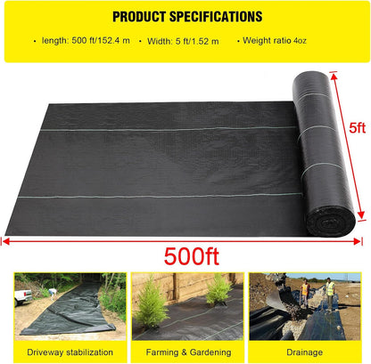 Driveway Fabric 6x300 ft - Commercial Weed Barrier, Heavy Duty 3.5OZ Landscape Fabric for Road, French Drain, Erosion Control, Construction Projects