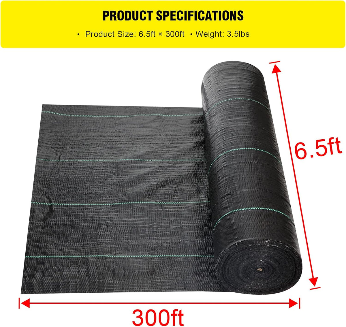Driveway Fabric 6x300 ft - Commercial Weed Barrier, Heavy Duty 3.5OZ Landscape Fabric for Road, French Drain, Erosion Control, Construction Projects