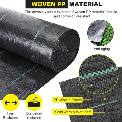 Driveway Fabric 6x300 ft - Commercial Weed Barrier, Heavy Duty 3.5OZ Landscape Fabric for Road, French Drain, Erosion Control, Construction Projects