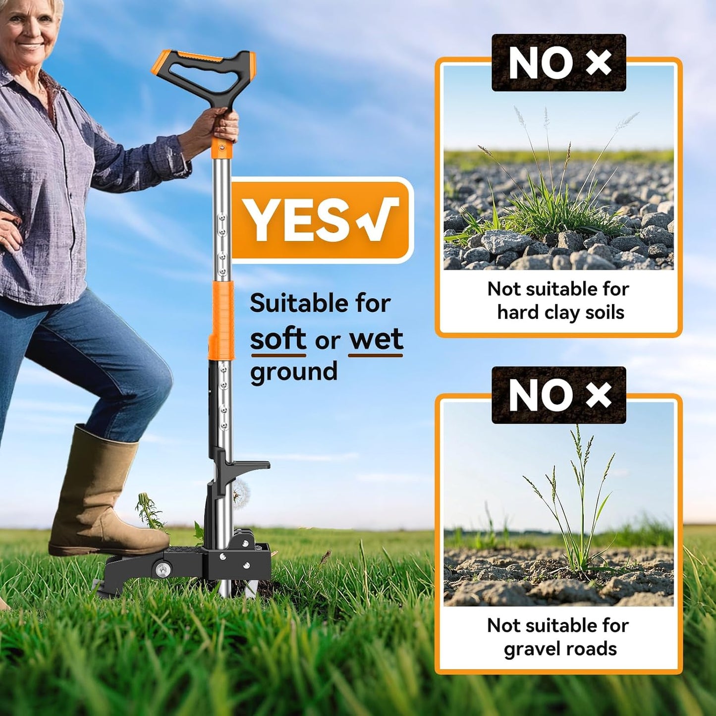 Weed Puller Tool,No Bending/Kneeling for Lawn,Yard & Garden Tool