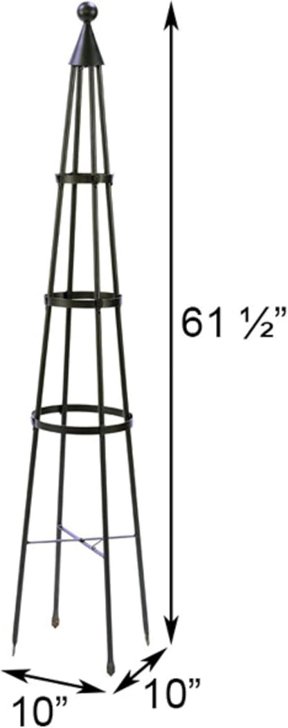 Achla Designs OBL-01, 61-in Wrought Iron Garden Obelisk Trellis, H, Graphite