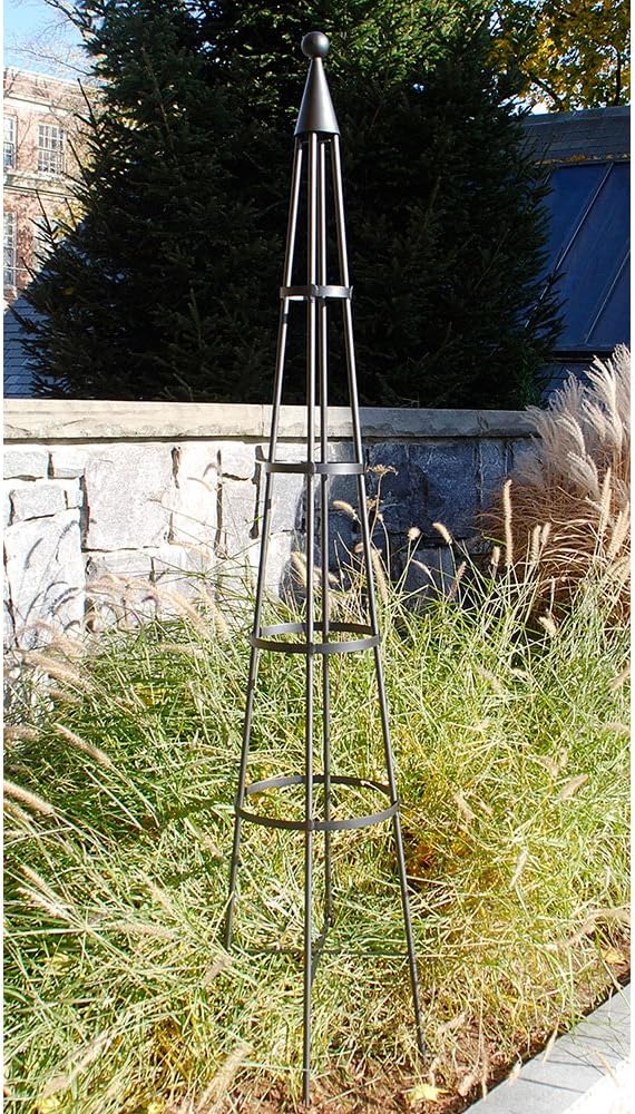 Achla Designs OBL-01, 61-in Wrought Iron Garden Obelisk Trellis, H, Graphite