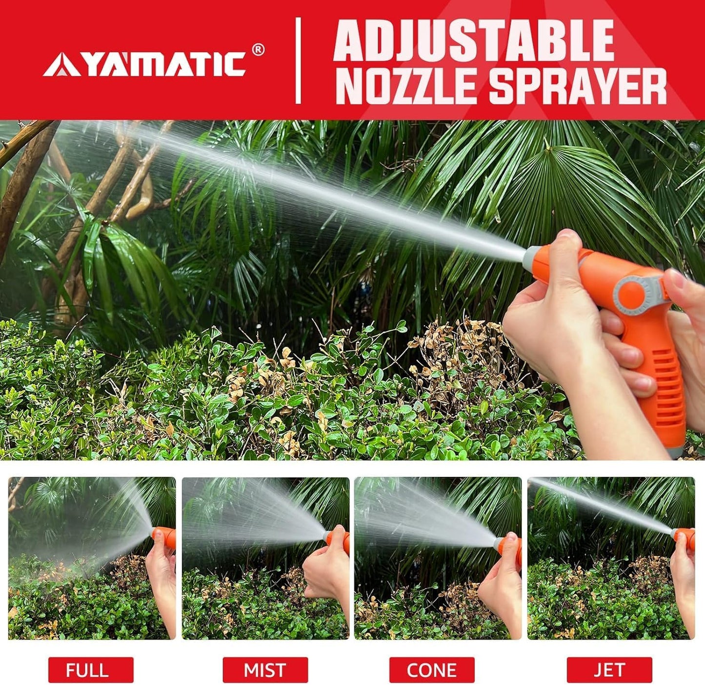 Garden Hose Nozzle Sprayer, 4 Adjustable Spray Patterns, 2PCS