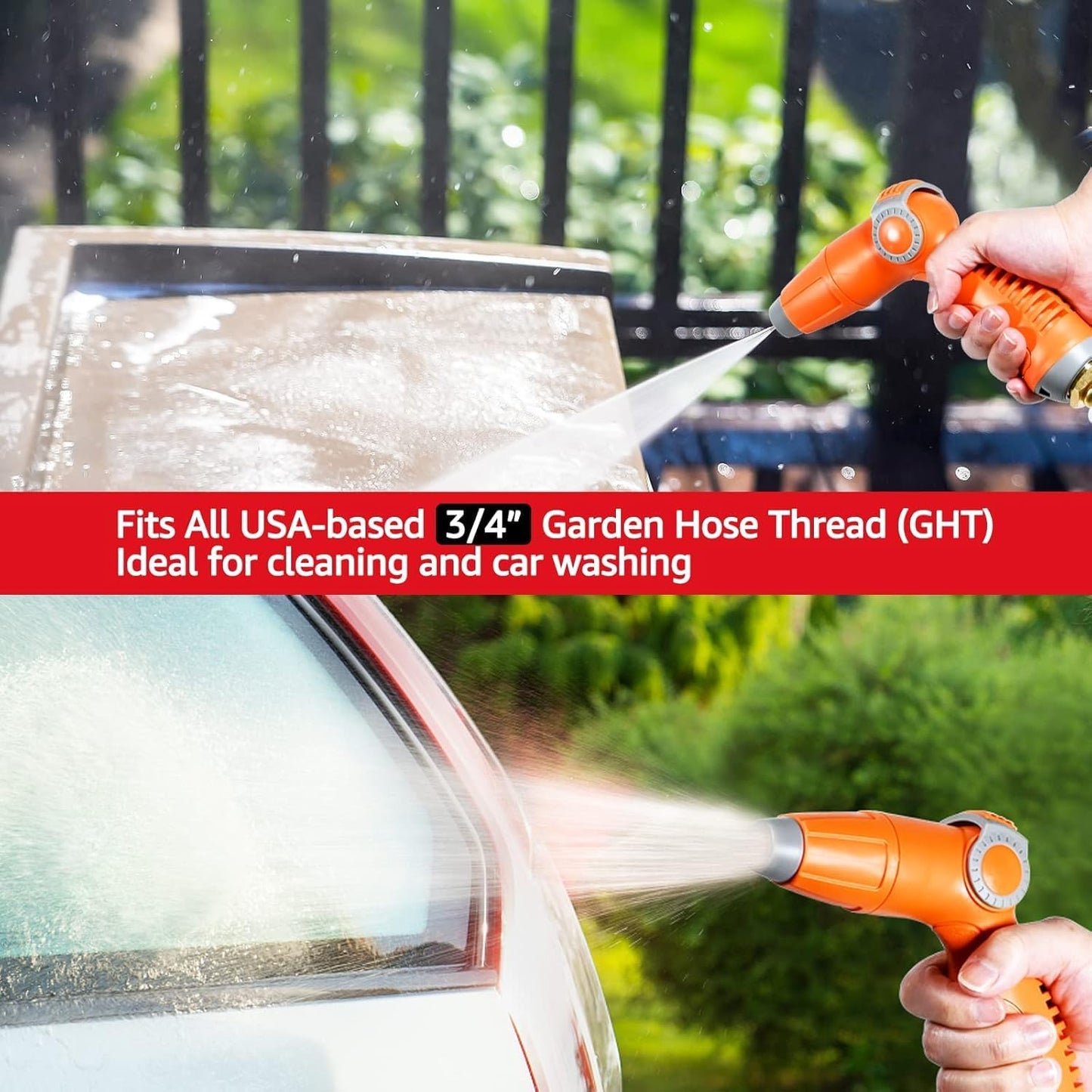 Garden Hose Nozzle Sprayer, 4 Adjustable Spray Patterns, 2PCS