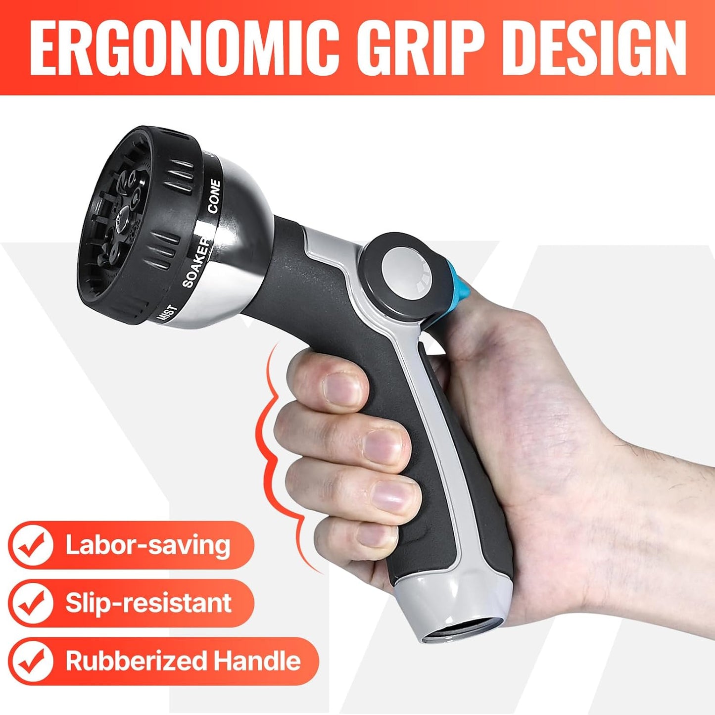Garden Hose Nozzle Sprayer, 4 Adjustable Spray Patterns, 2PCS