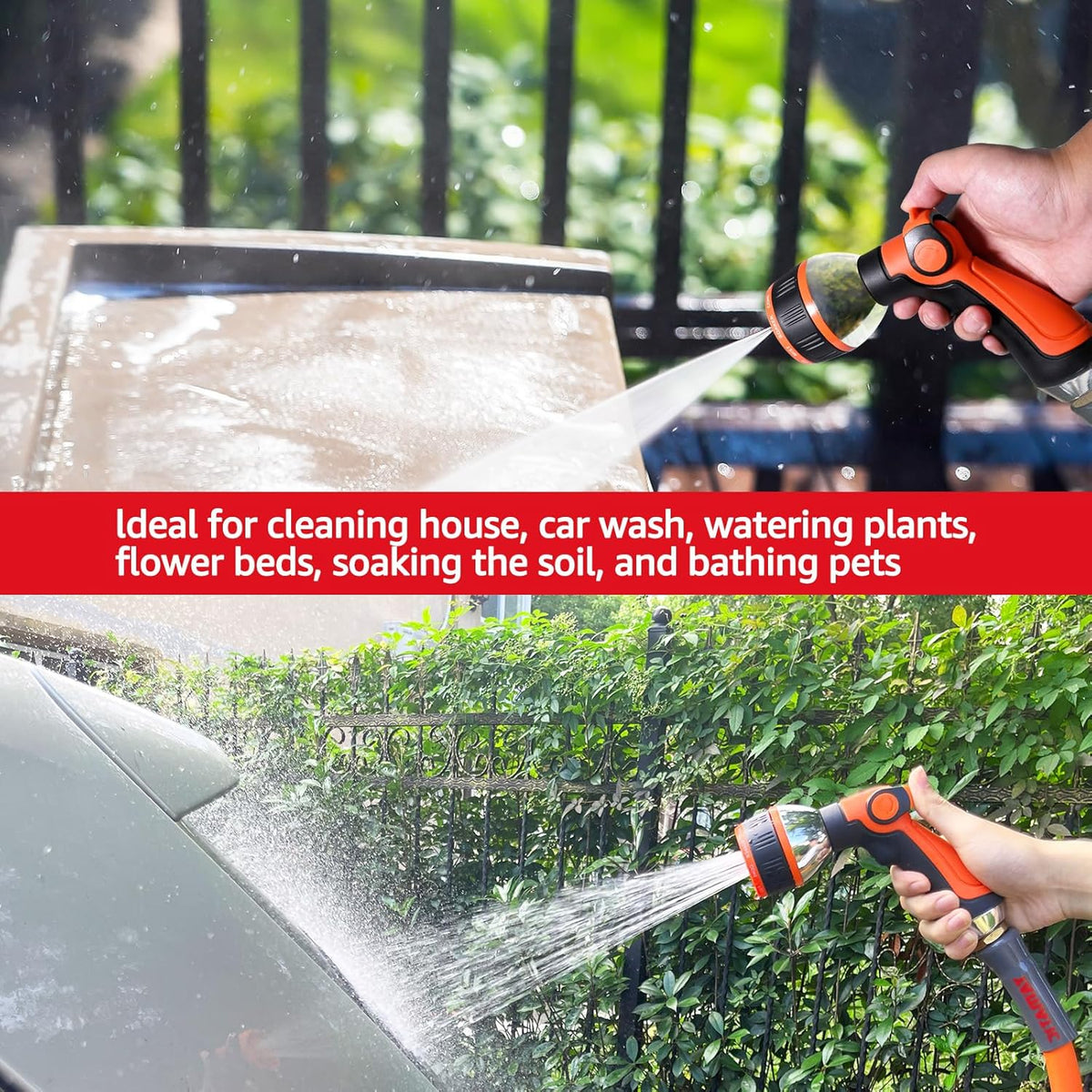 Garden Hose Nozzle Sprayer, 4 Adjustable Spray Patterns, 2PCS