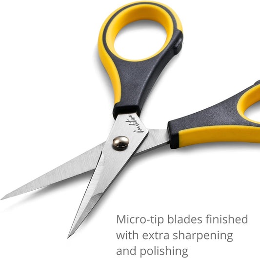 Precision Craft Scissors - Stainless Steel Blades With Safety Cap - Ultra Sharp Tip & Non-Slip TPR Handles - For Adult & Kid Paper Crafting, Scrapbooking, Home, Office, and School Use