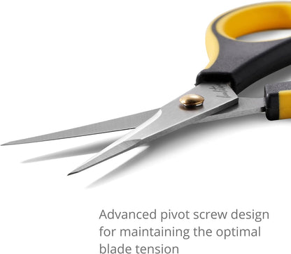 Precision Craft Scissors - Stainless Steel Blades With Safety Cap - Ultra Sharp Tip & Non-Slip TPR Handles - For Adult & Kid Paper Crafting, Scrapbooking, Home, Office, and School Use