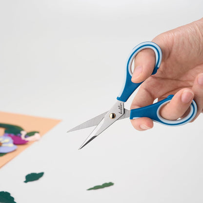 Precision Craft Scissors - Stainless Steel Blades With Safety Cap - Ultra Sharp Tip & Non-Slip TPR Handles - For Adult & Kid Paper Crafting, Scrapbooking, Home, Office, and School Use