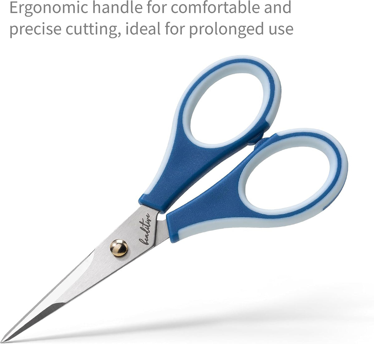 Precision Craft Scissors - Stainless Steel Blades With Safety Cap - Ultra Sharp Tip & Non-Slip TPR Handles - For Adult & Kid Paper Crafting, Scrapbooking, Home, Office, and School Use