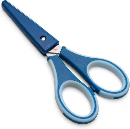 Precision Craft Scissors - Stainless Steel Blades With Safety Cap - Ultra Sharp Tip & Non-Slip TPR Handles - For Adult & Kid Paper Crafting, Scrapbooking, Home, Office, and School Use