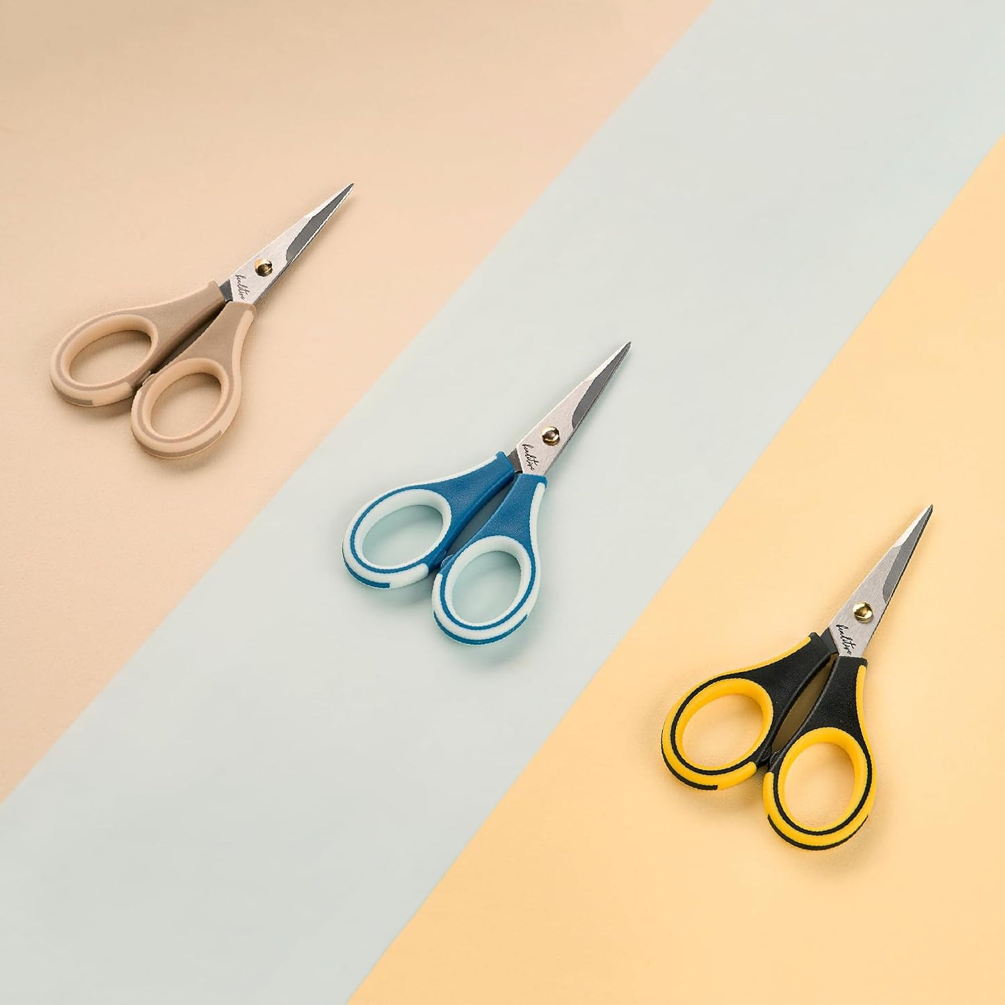 Precision Craft Scissors - Stainless Steel Blades With Safety Cap - Ultra Sharp Tip & Non-Slip TPR Handles - For Adult & Kid Paper Crafting, Scrapbooking, Home, Office, and School Use