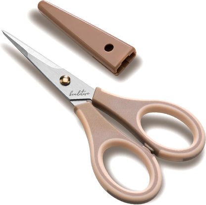 Precision Craft Scissors - Stainless Steel Blades With Safety Cap - Ultra Sharp Tip & Non-Slip TPR Handles - For Adult & Kid Paper Crafting, Scrapbooking, Home, Office, and School Use