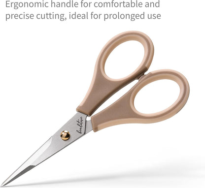Precision Craft Scissors - Stainless Steel Blades With Safety Cap - Ultra Sharp Tip & Non-Slip TPR Handles - For Adult & Kid Paper Crafting, Scrapbooking, Home, Office, and School Use
