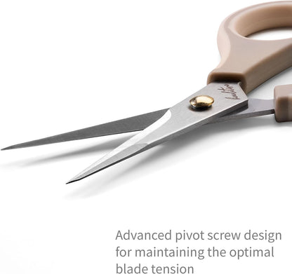 Precision Craft Scissors - Stainless Steel Blades With Safety Cap - Ultra Sharp Tip & Non-Slip TPR Handles - For Adult & Kid Paper Crafting, Scrapbooking, Home, Office, and School Use
